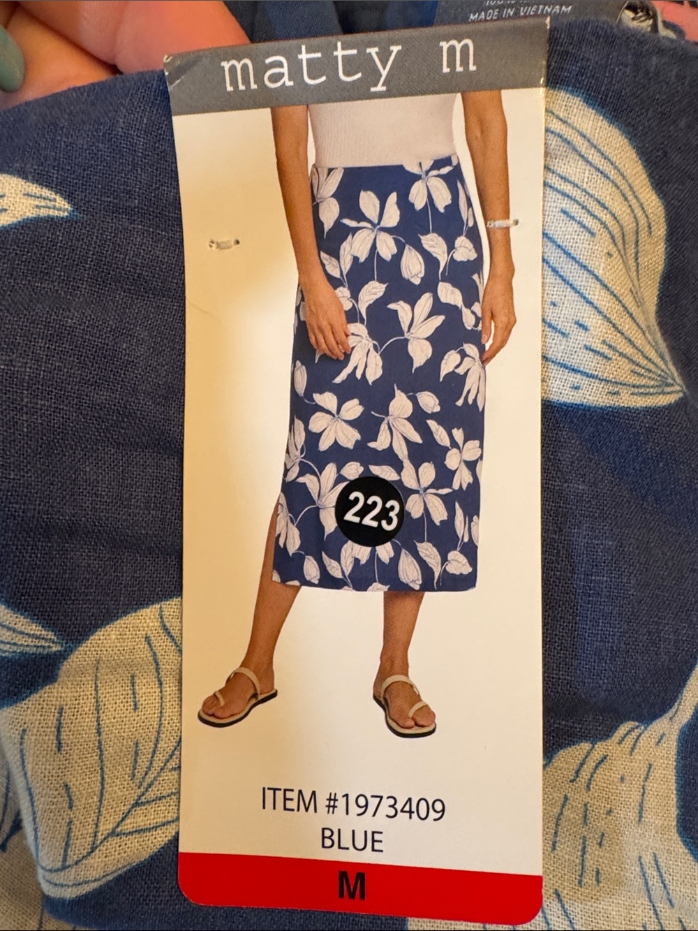 Matty M Navy Blue Floral Midi Skirt